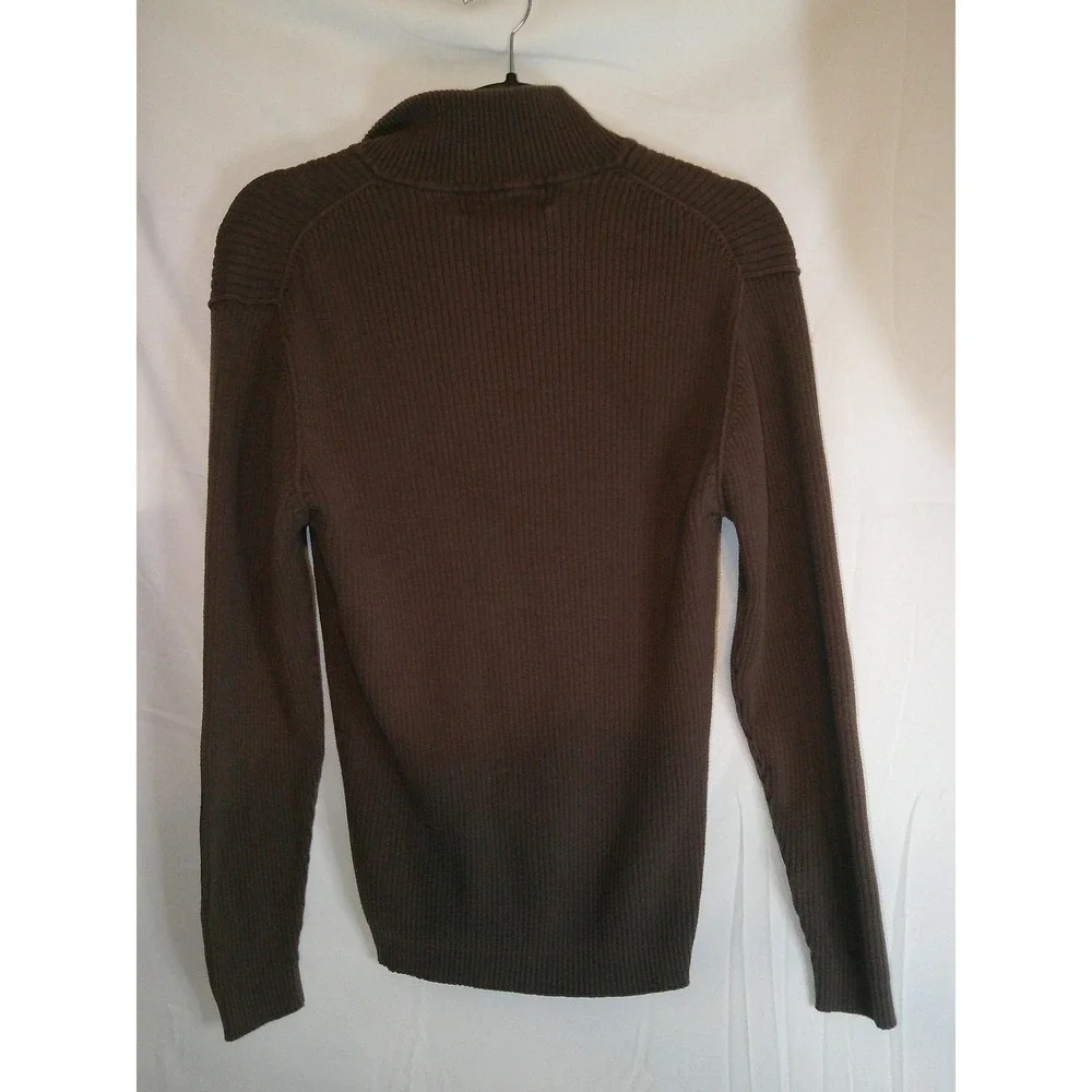 Vintage Levi's Mens Quarter Zip Pullover Sweater Brown Ribbed Knit‎ Mock Neck